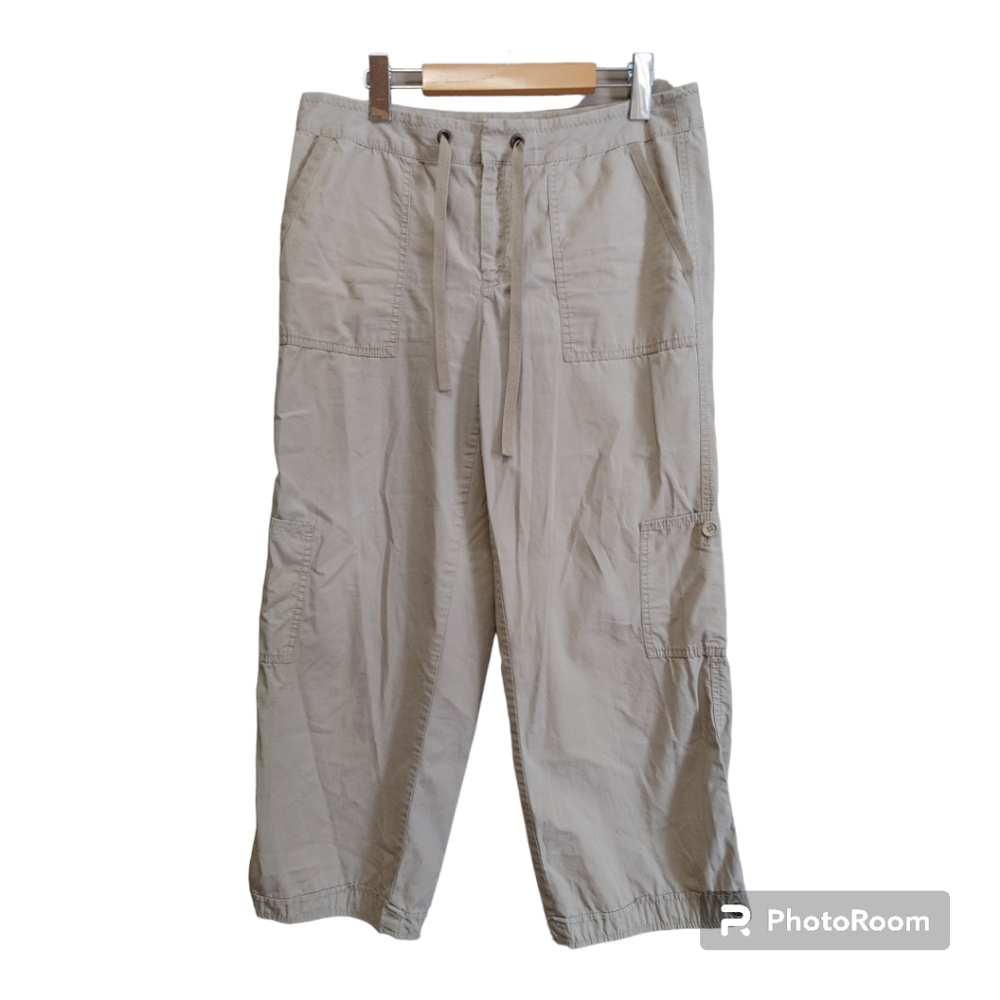 LIZ CLAIBORNE Tan 100% Cotton Baggy Cargo Pants Size 10